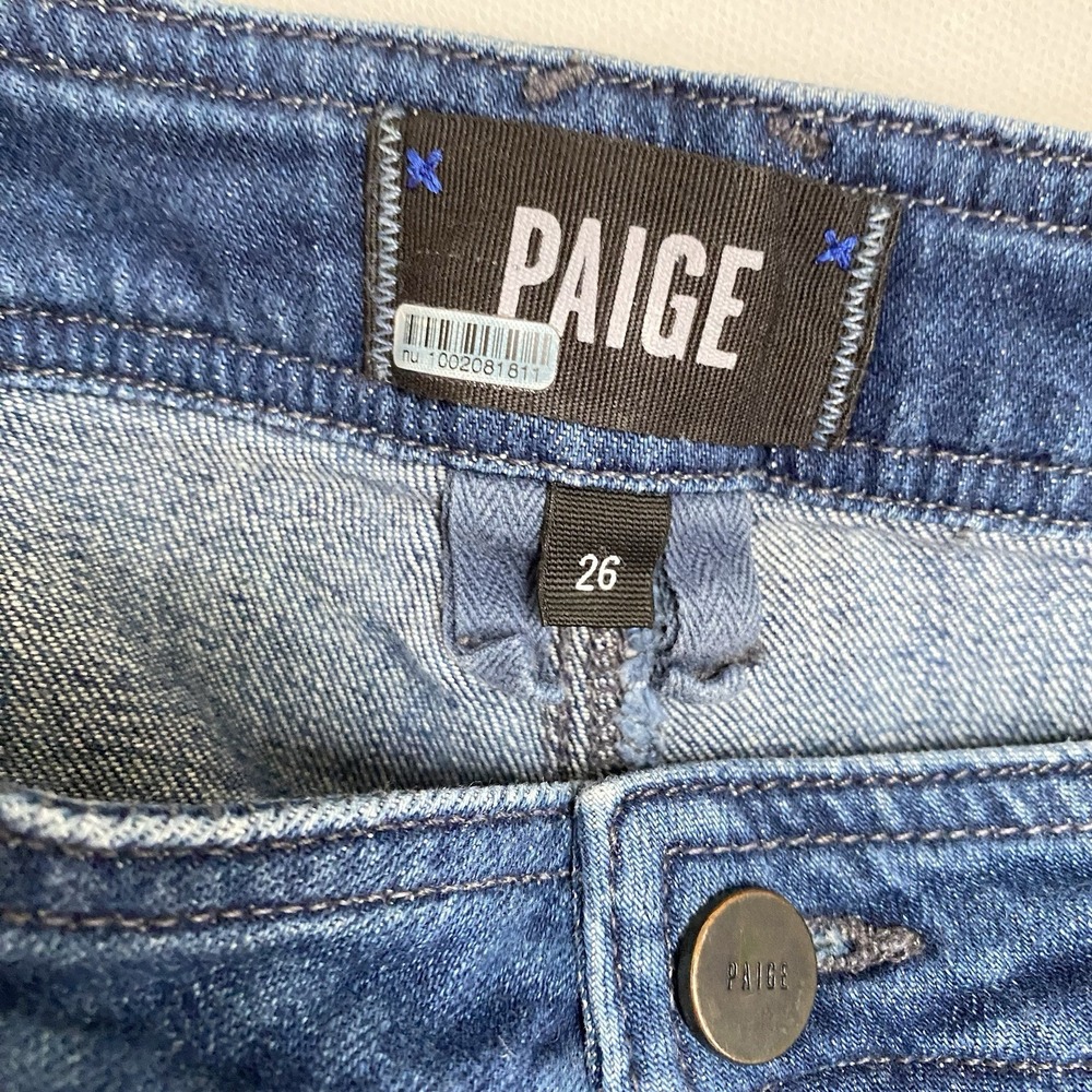 Paige Wide Leg Cropped Jeans Women Size 26 Blue High Rise Stretch - Picture 4 of 10
